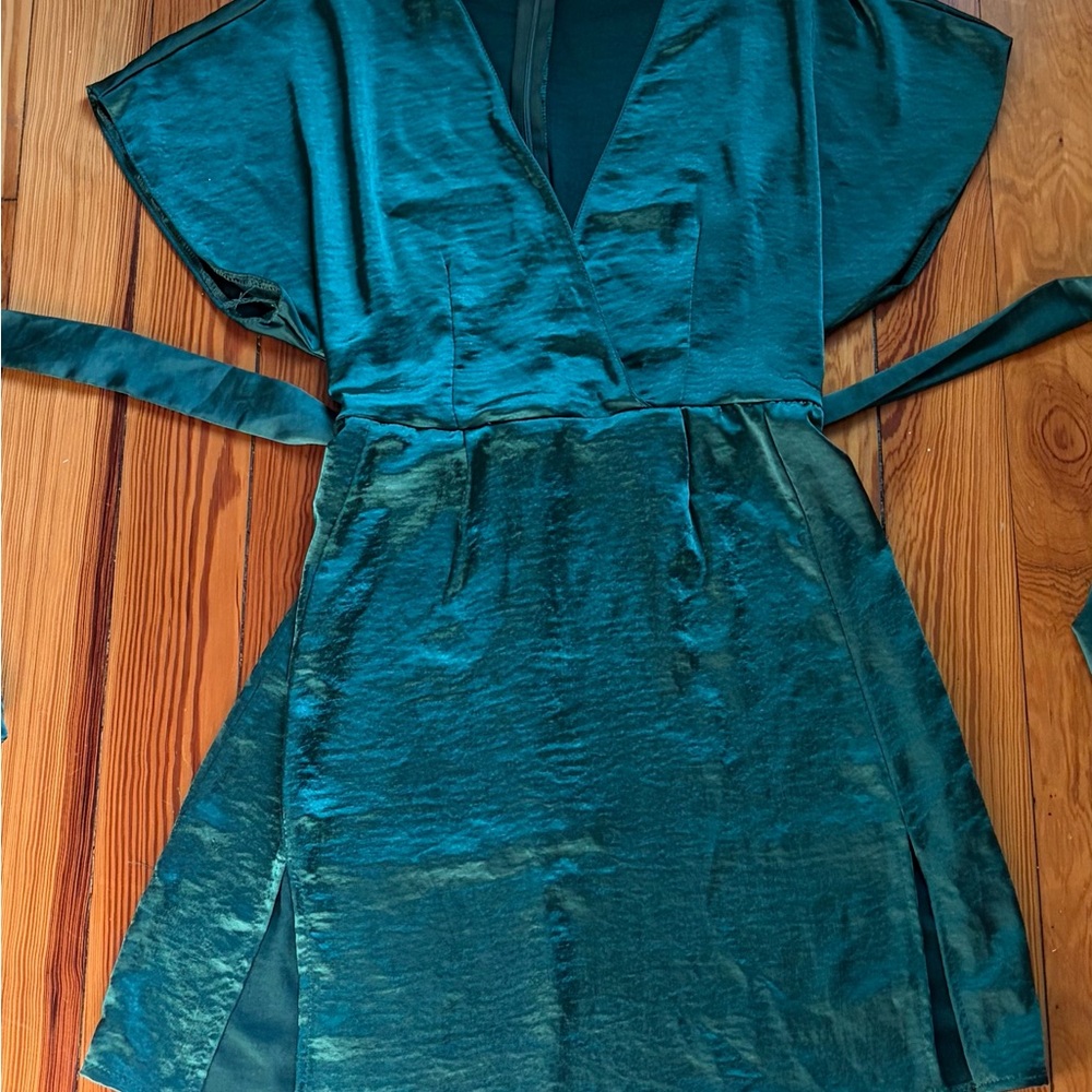 Nasty Gal Teal Satin Midi Dress